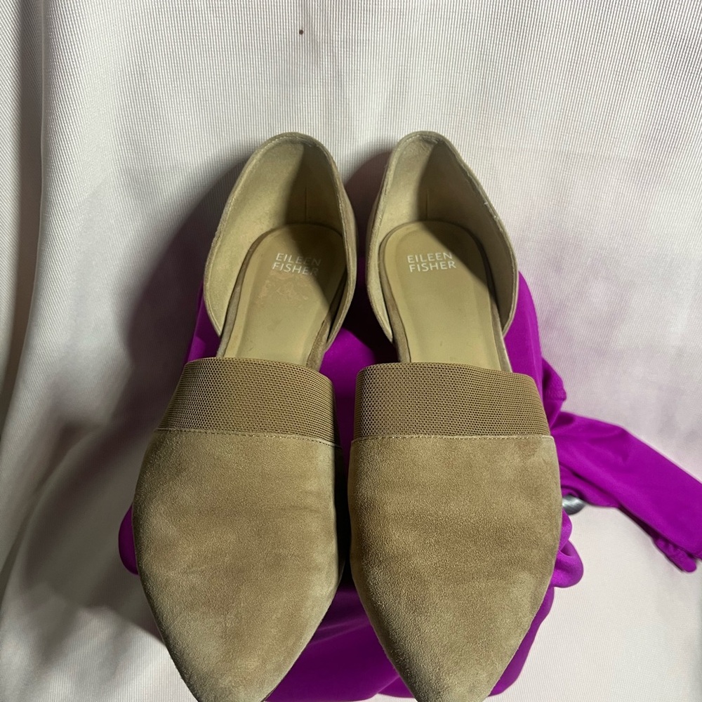 Eileen Fisher Beige Suede Flats - Picture 2 of 11